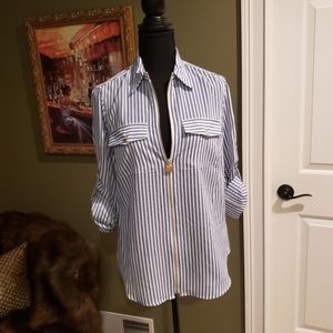 Michael Kors Striped Zip-up Shirt